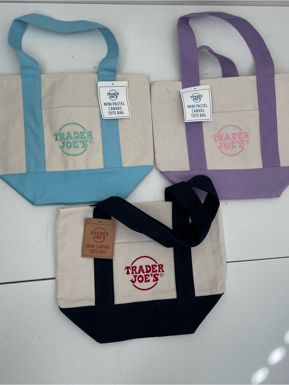 NEW Trader Joe's Mini Pastel Tote Bags Spring 2025 Limited Edition Set of 3